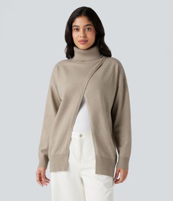 Stehkragen-Langarm-Arbeitspullover – wendbar