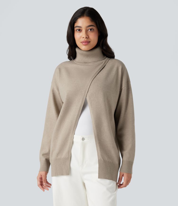 Stehkragen-Langarm-Arbeitspullover – wendbar