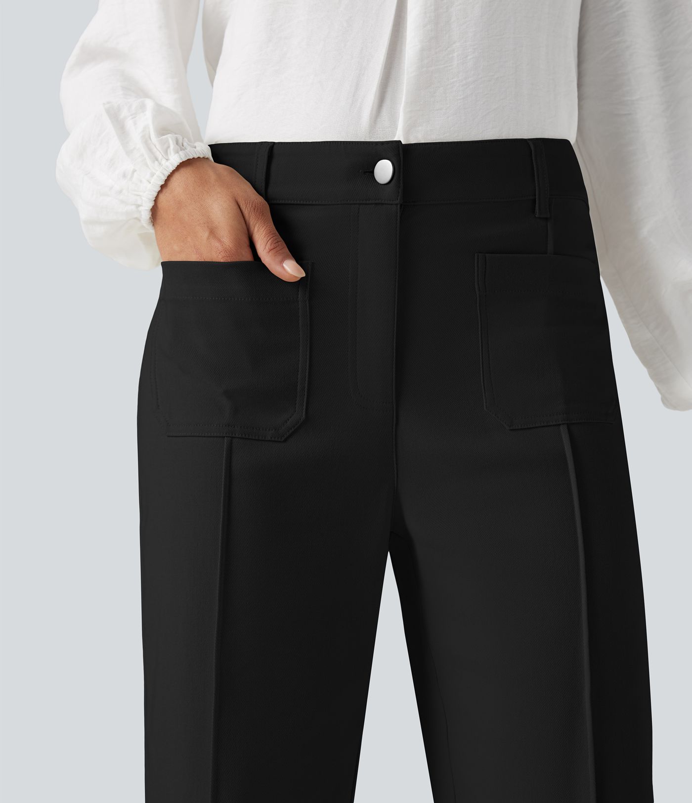 High Waisted Work Flare Pants with Pockets