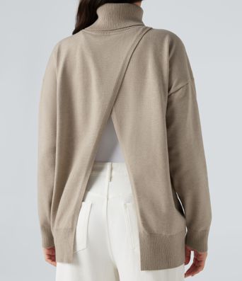 Stehkragen-Langarm-Arbeitspullover – wendbar