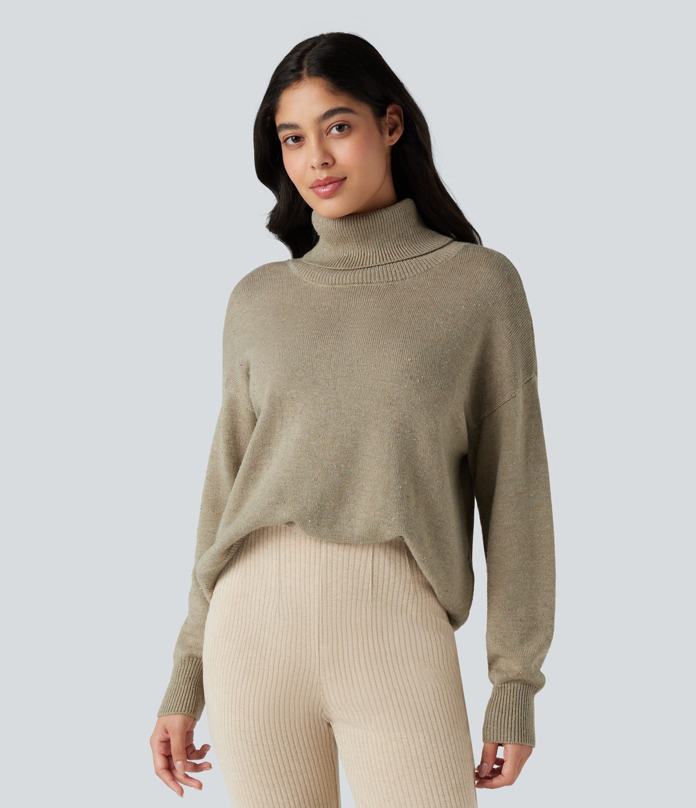 High Neck Long Sleeve Casual Sweater