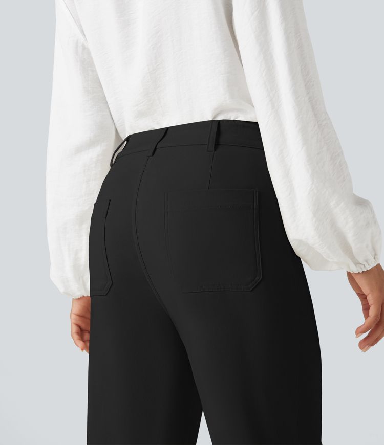 High Waisted Work Flare Pants with Pockets