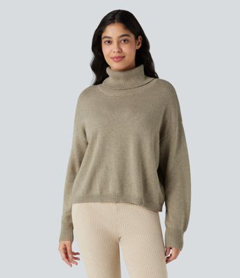 High Neck Long Sleeve Casual Sweater