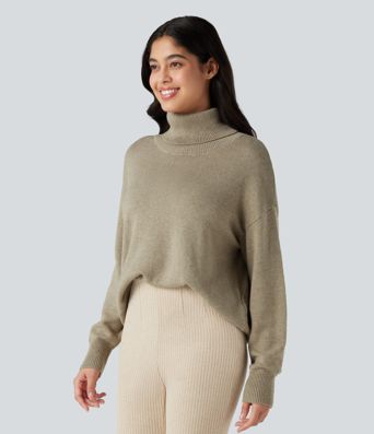 High Neck Long Sleeve Casual Sweater