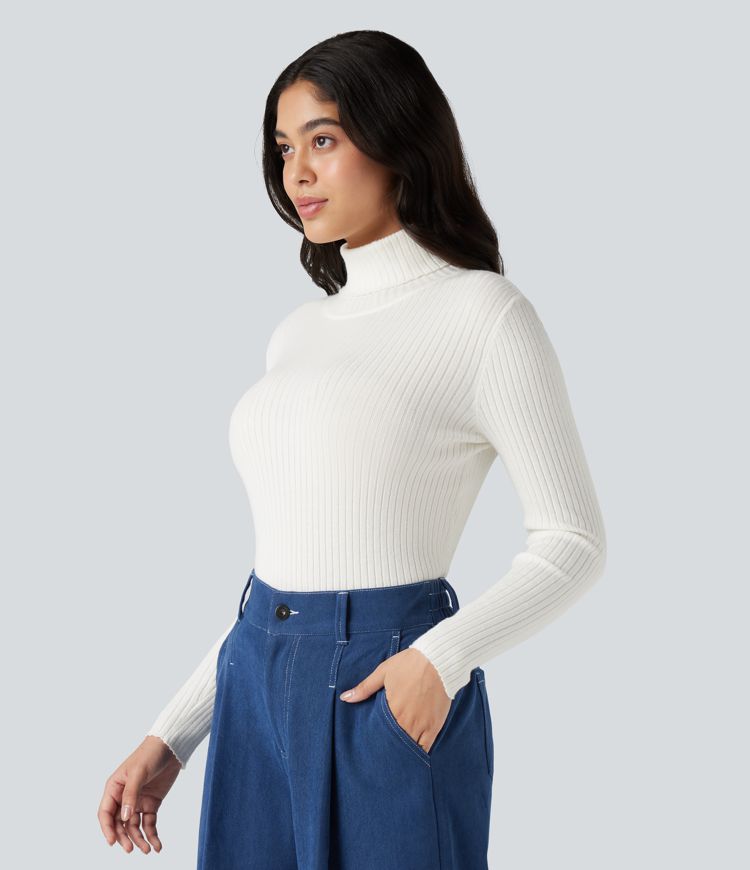 High Neck Long Sleeve Work Sweater