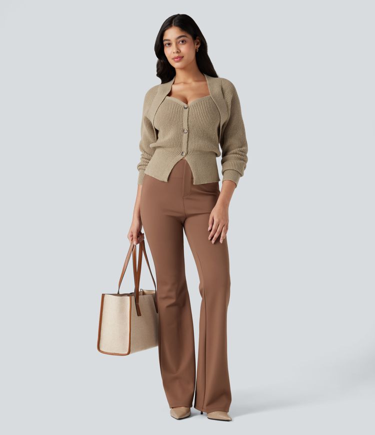 Queen Anne -mallinen pääntie, pitkähihainen 2-in-1 työneuletakki