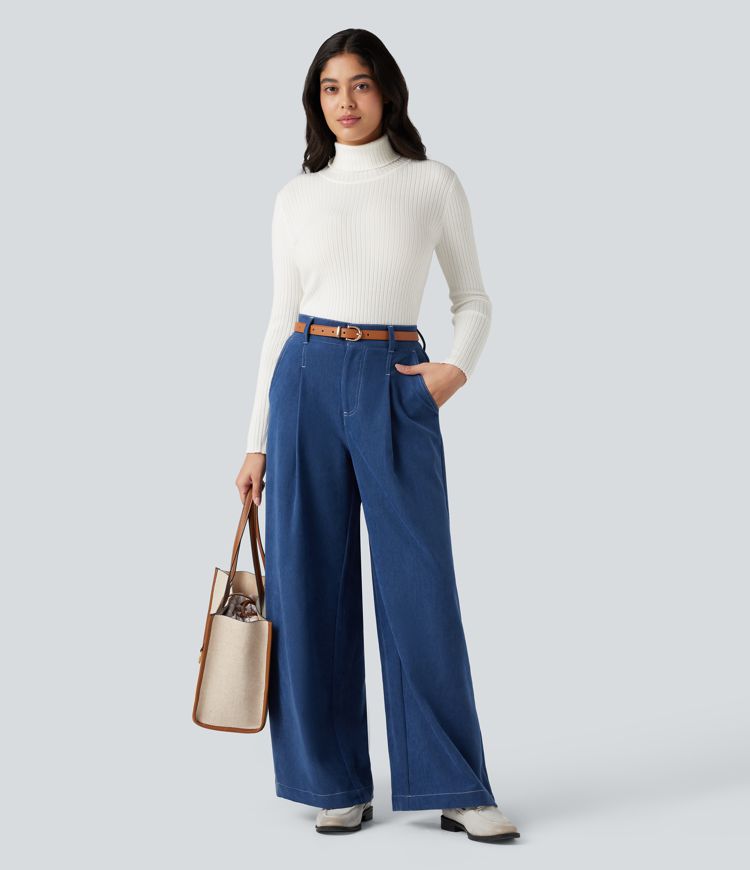 High Neck Long Sleeve Work Sweater