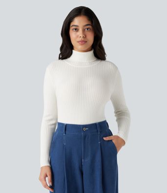 Pull tailleur col montant manches longues