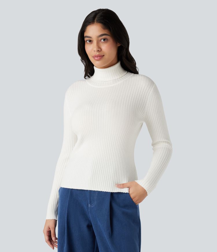 High Neck Long Sleeve Work Sweater