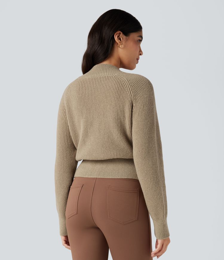 Queen Anne -mallinen pääntie, pitkähihainen 2-in-1 työneuletakki