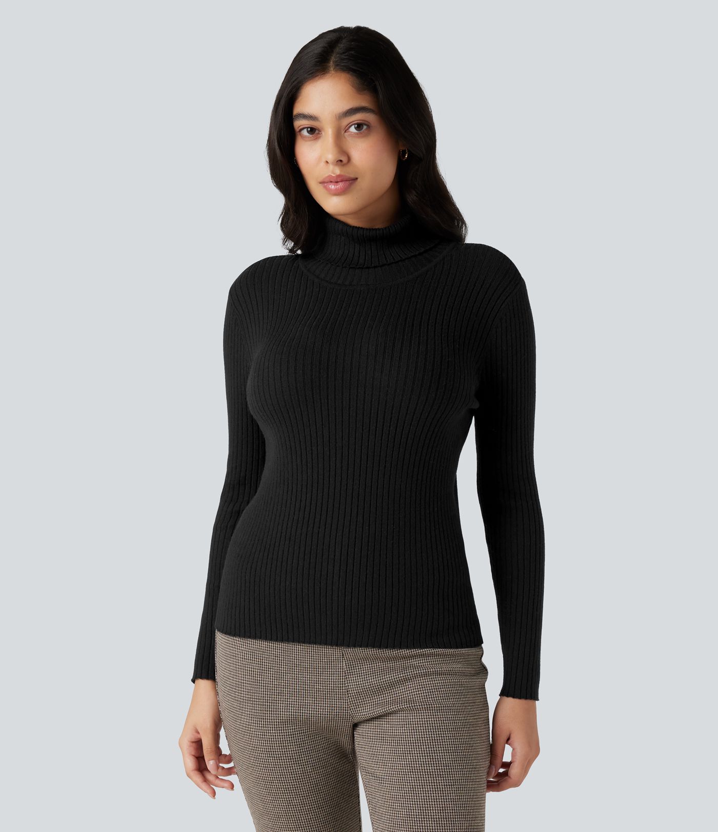 High Neck Long Sleeve Work Sweater