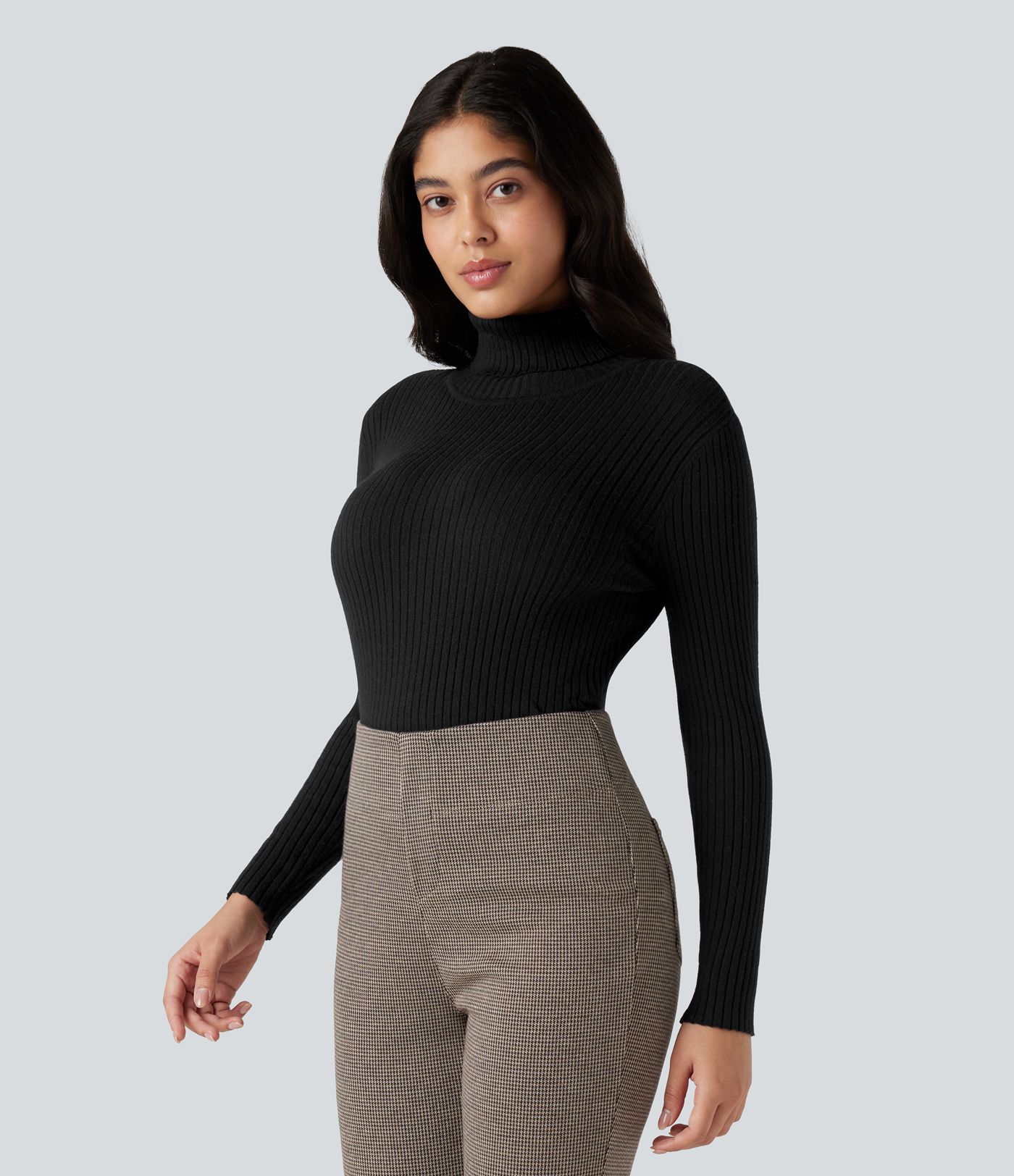 High Neck Long Sleeve Work Sweater