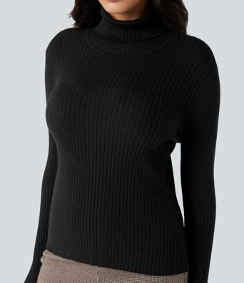 High Neck Long Sleeve Work Sweater