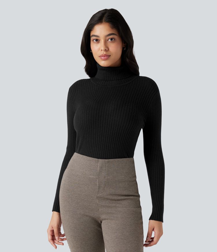 High Neck Long Sleeve Work Sweater
