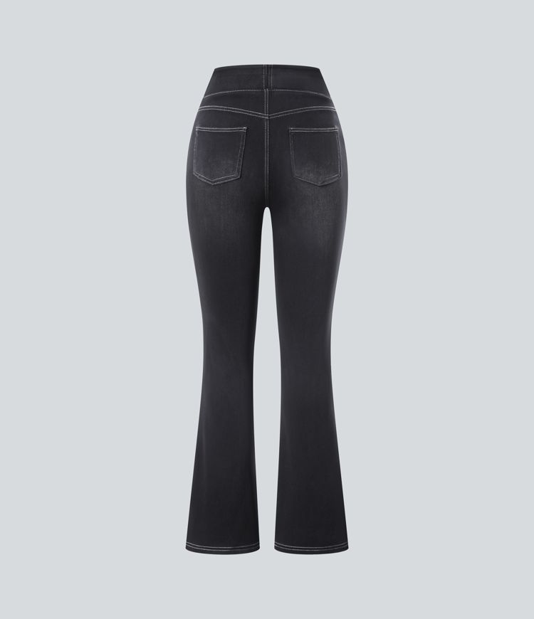 Halara Flex™ High Waisted Pockets Washed Casual Bootcut Jeans