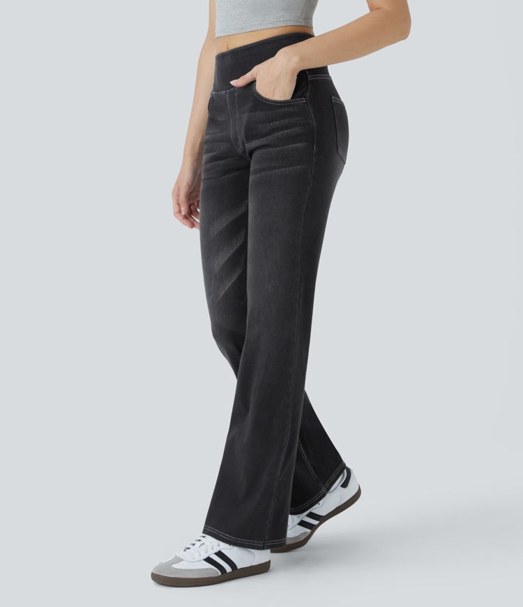 Halara Flex™ High Waisted Pockets Washed Casual Bootcut Jeans