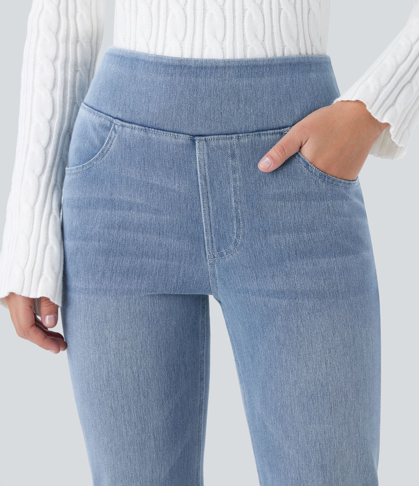 Halara Flex™ High Waisted Pockets Washed Casual Bootcut Jeans