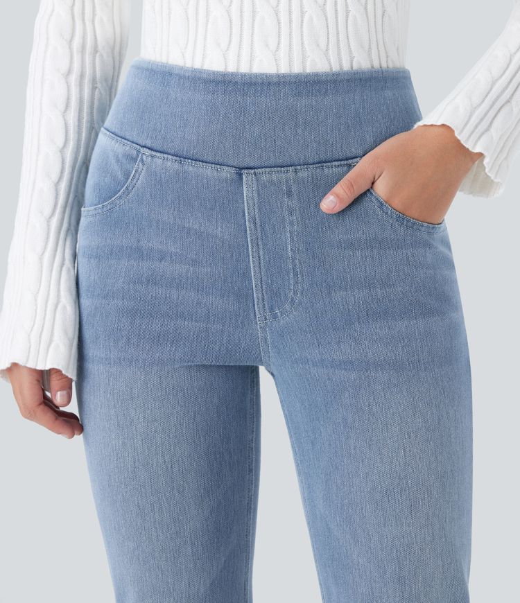 Halara Flex™ High Waisted Pockets Washed Casual Bootcut Jeans