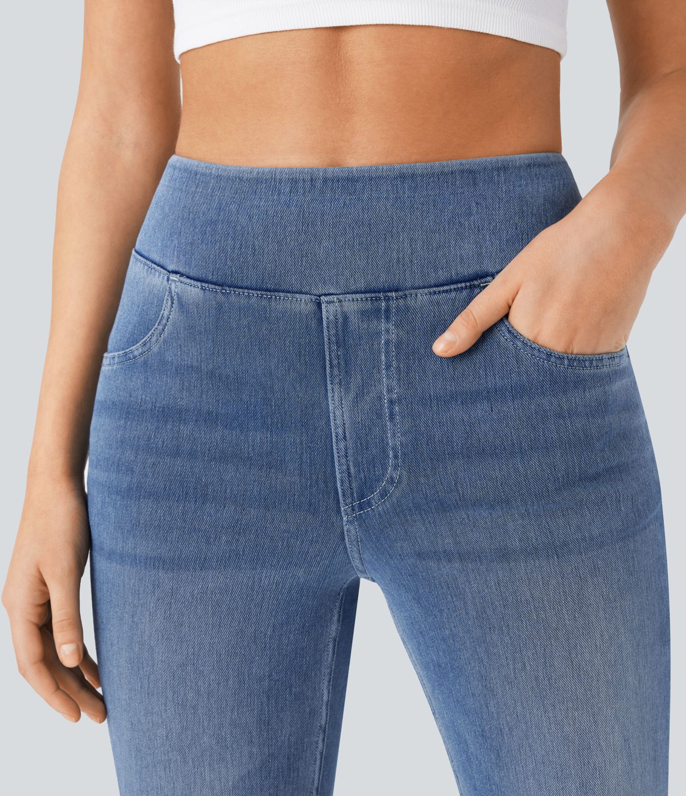 Halara Flex™ High Waisted Pockets Washed Casual Bootcut Jeans