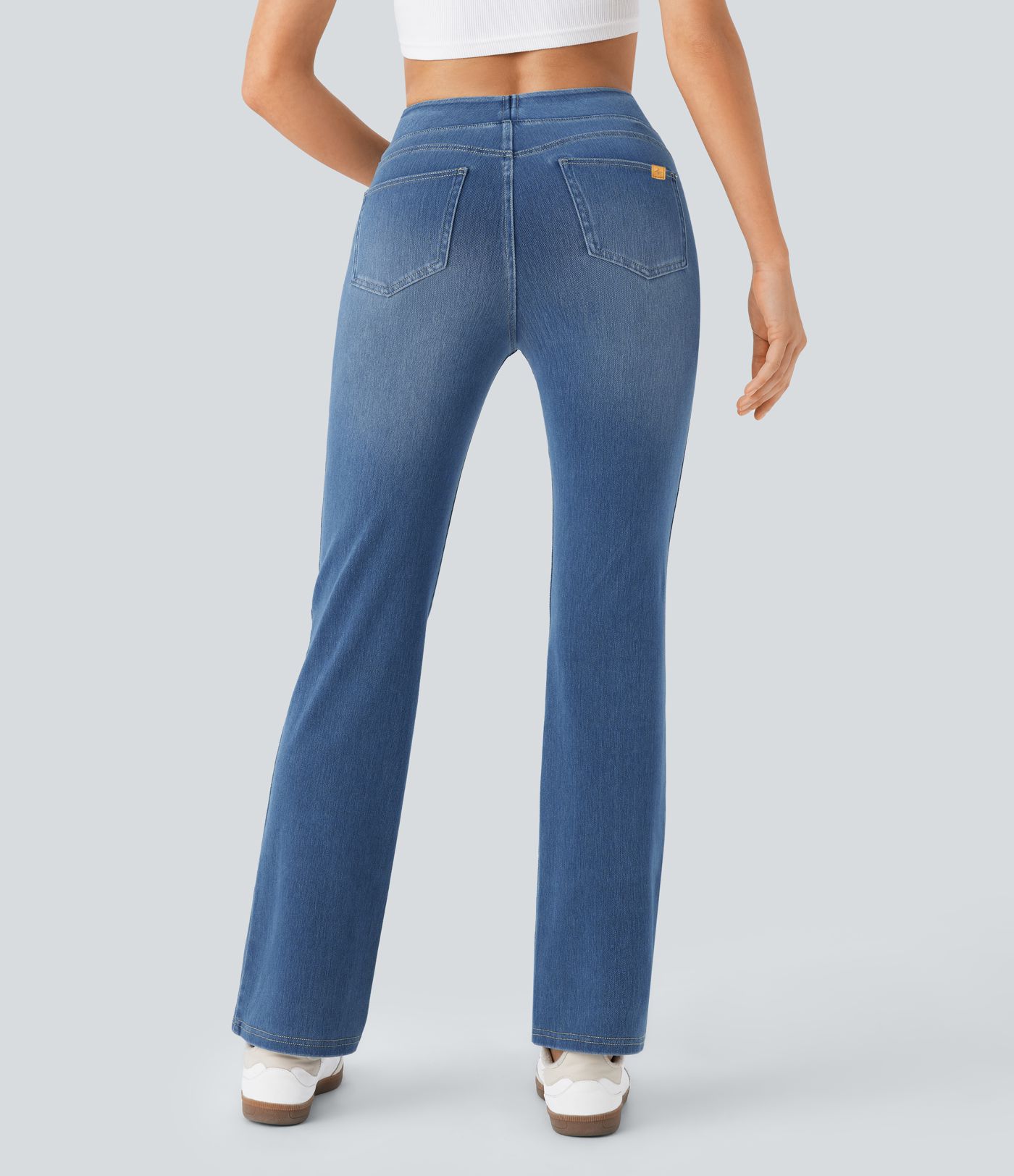 Halara Flex™ High Waisted Pockets Washed Casual Bootcut Jeans