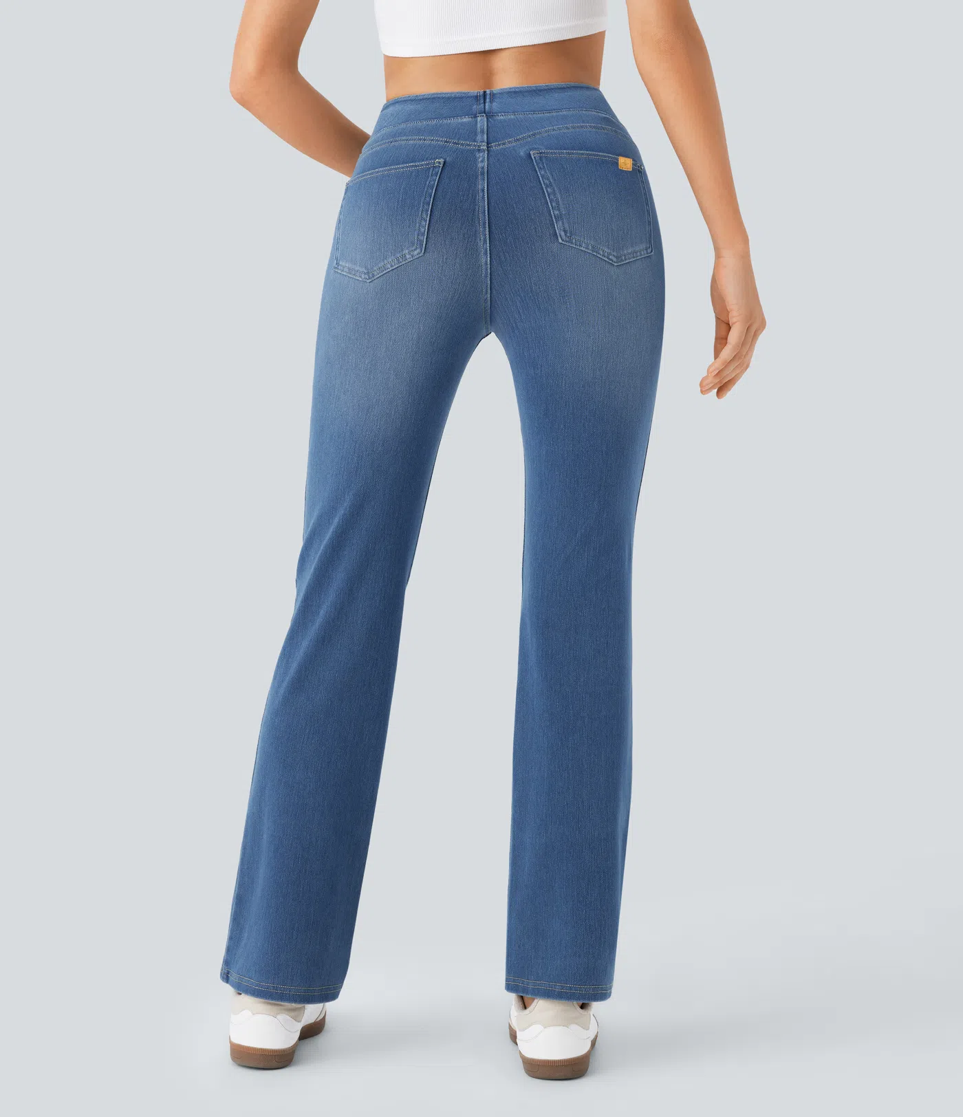 HalaraMagic™ High Waisted Multiple Pockets Washed Stretchy Knit Casual Bootcut Jeans