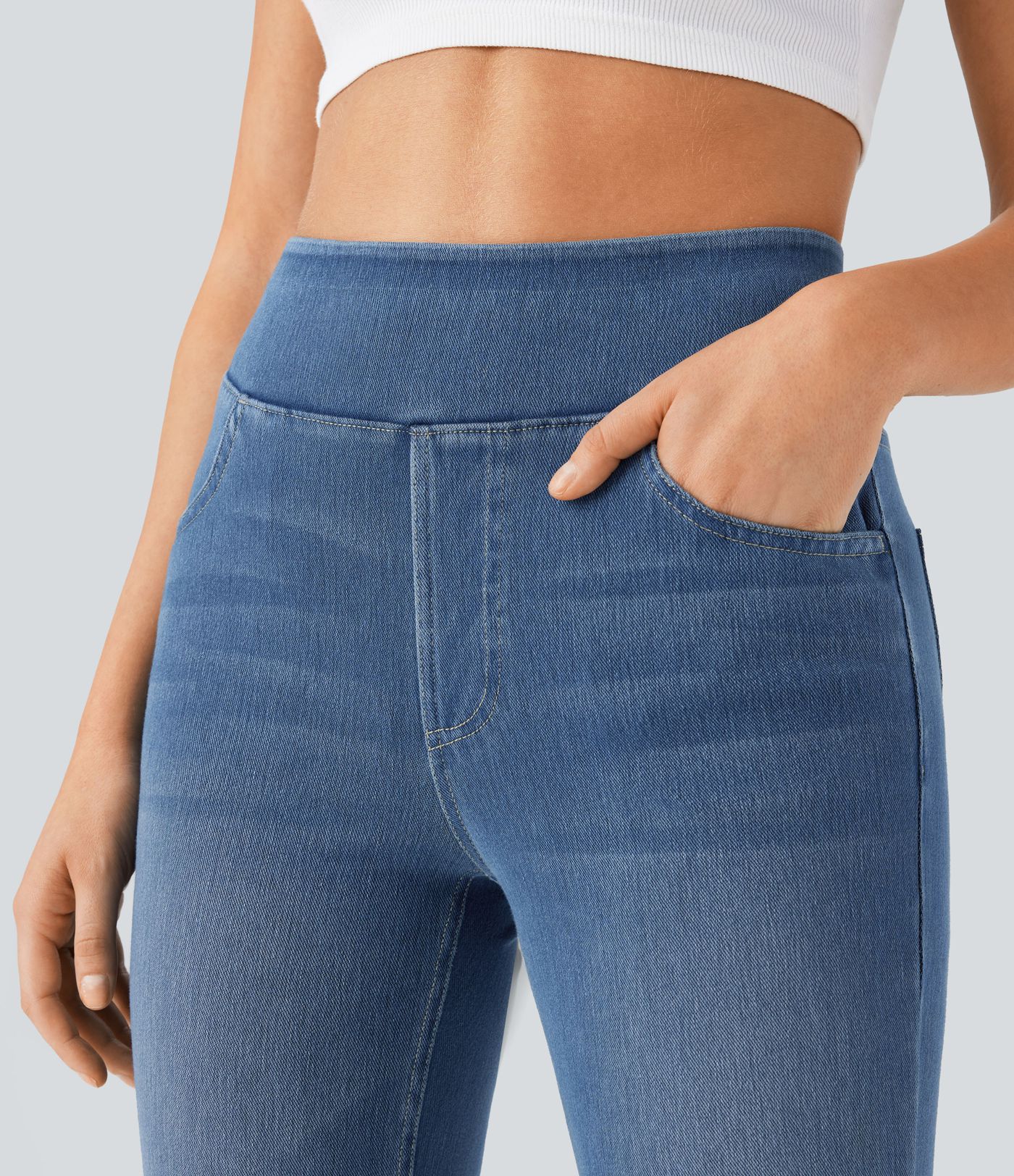Halara Flex™ High Waisted Pockets Washed Casual Bootcut Jeans