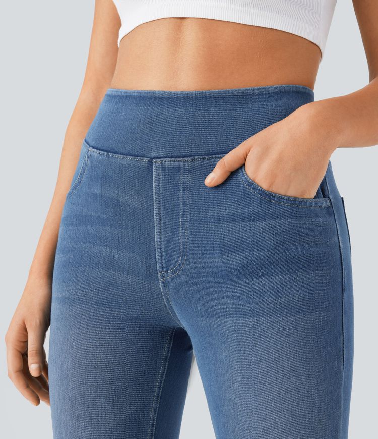 Halara Flex™ High Waisted Pockets Washed Casual Bootcut Jeans