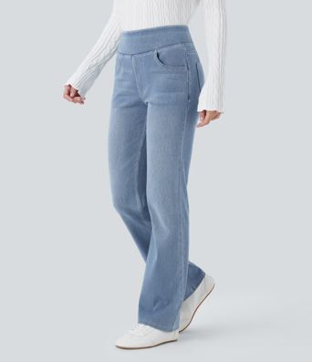 Halara Flex™ High Waisted Pockets Washed Casual Bootcut Jeans