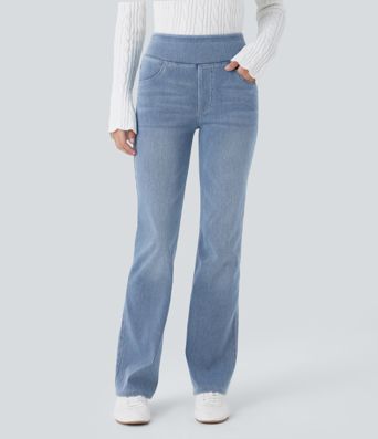 Halara Flex™ High Waisted Pockets Washed Casual Bootcut Jeans