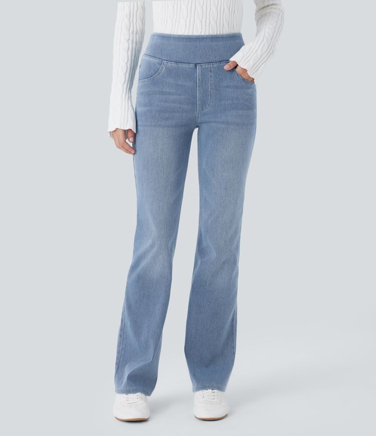 Halara Flex™ High Waisted Pockets Washed Casual Bootcut Jeans