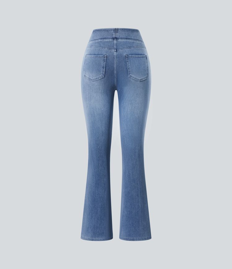 Halara Flex™ High Waisted Pockets Washed Casual Bootcut Jeans
