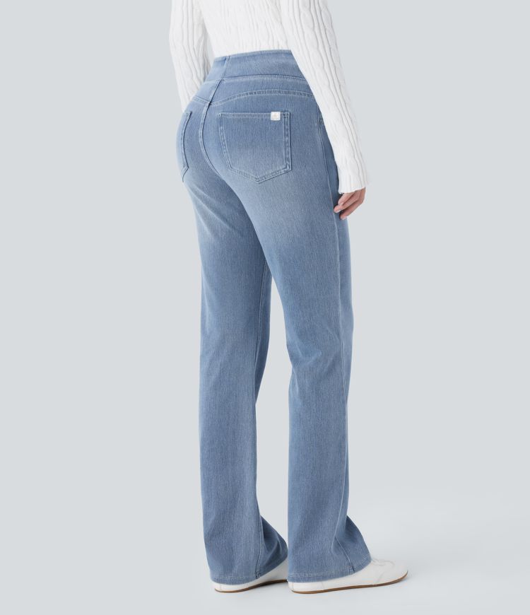 Halara Flex™ High Waisted Pockets Washed Casual Bootcut Jeans