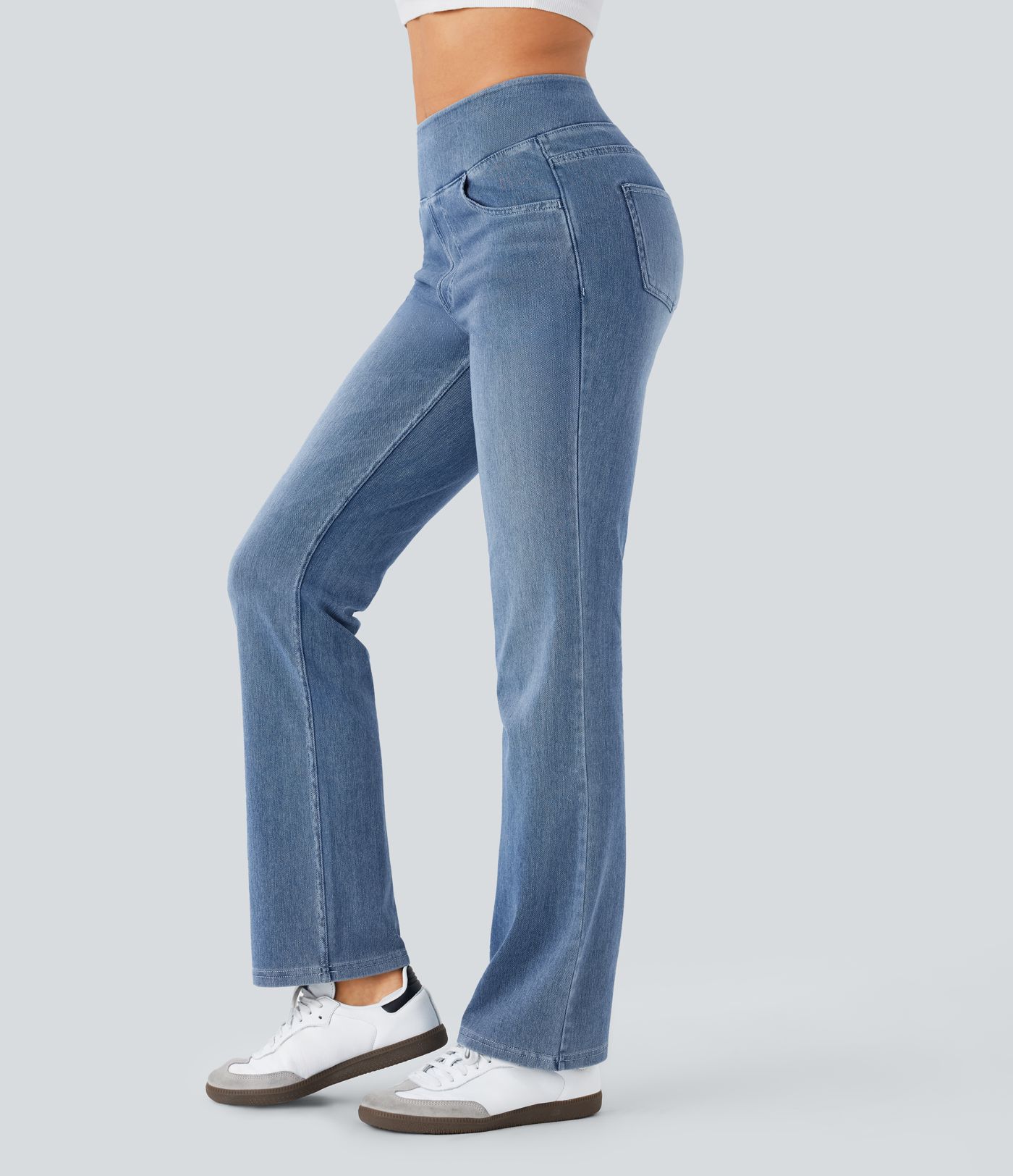 Halara Flex™ High Waisted Pockets Washed Casual Bootcut Jeans