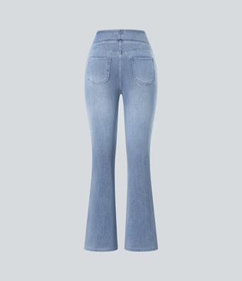 Halara Flex™ High Waisted Pockets Washed Casual Bootcut Jeans