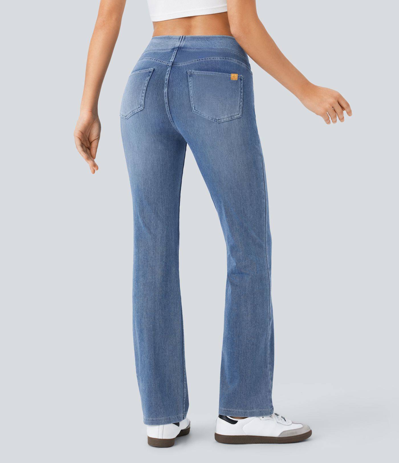 Halara Flex™ High Waisted Pockets Washed Casual Bootcut Jeans