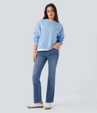 Halara Flex™ High Waisted Pockets Washed Casual Bootcut Jeans