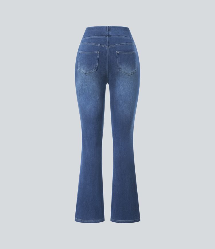 Halara Flex™ High Waisted Pockets Washed Casual Bootcut Jeans