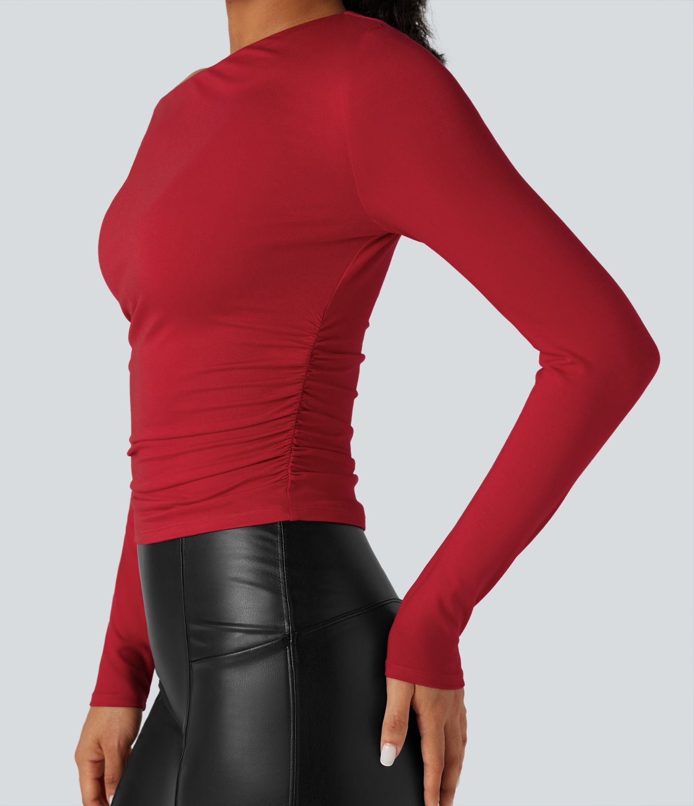 Lässiges, gerafftes Oberteil mit langen Ärmeln und One-Shoulder-Design