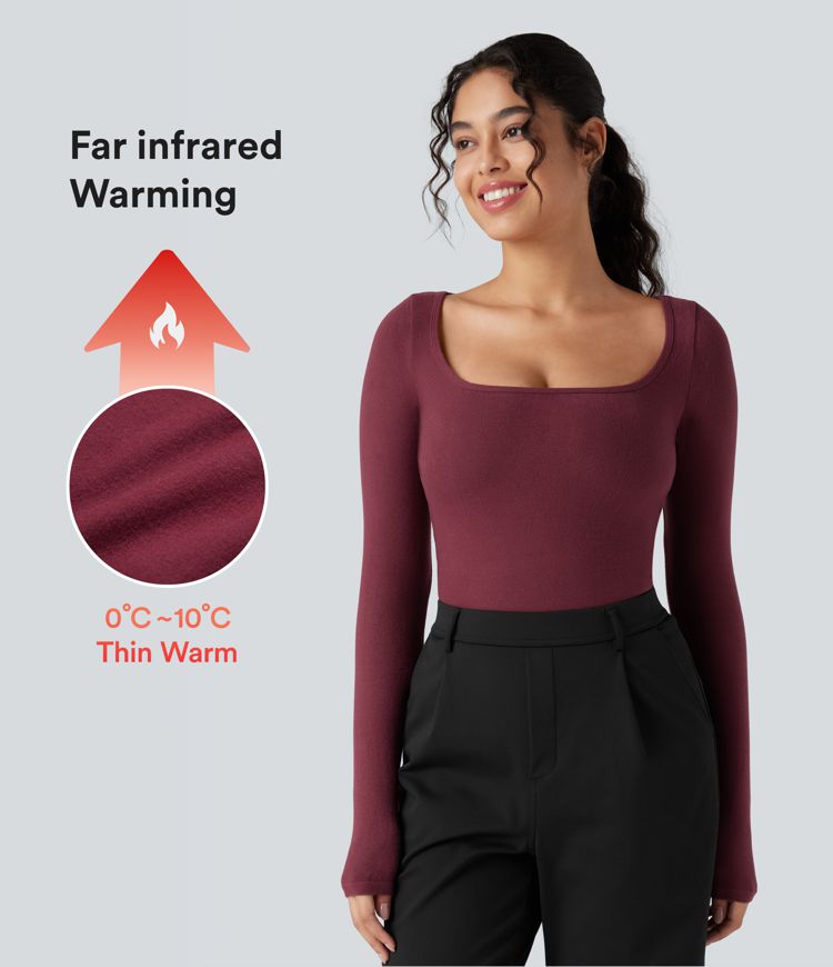 Scoop Neck Long Sleeve Work Warming T-Shirt