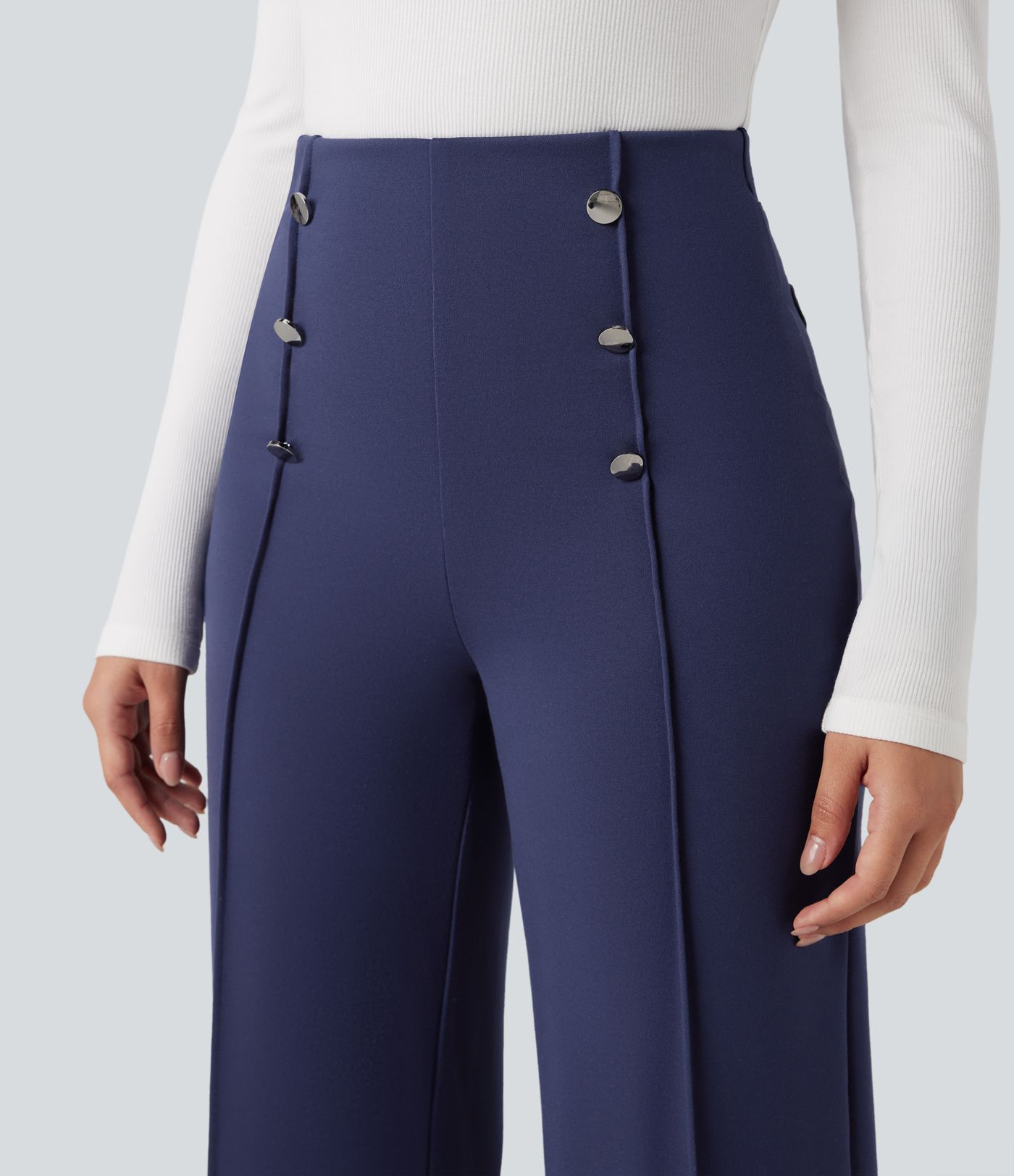 Halara Flex™ hochgeschnittene, bauchformende Arbeitshose mit weitem Bein