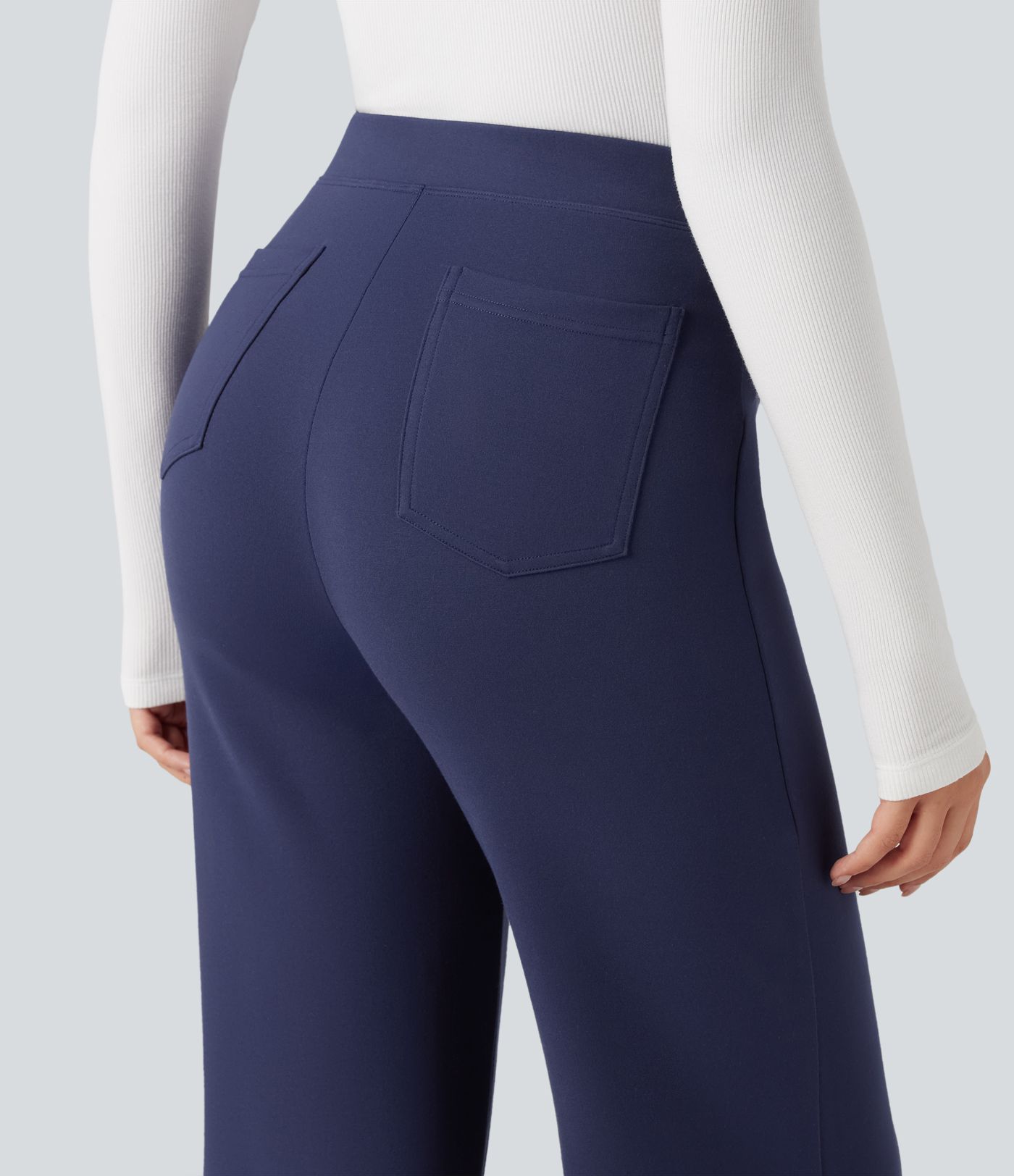 Halara Flex™ hochgeschnittene, bauchformende Arbeitshose mit weitem Bein