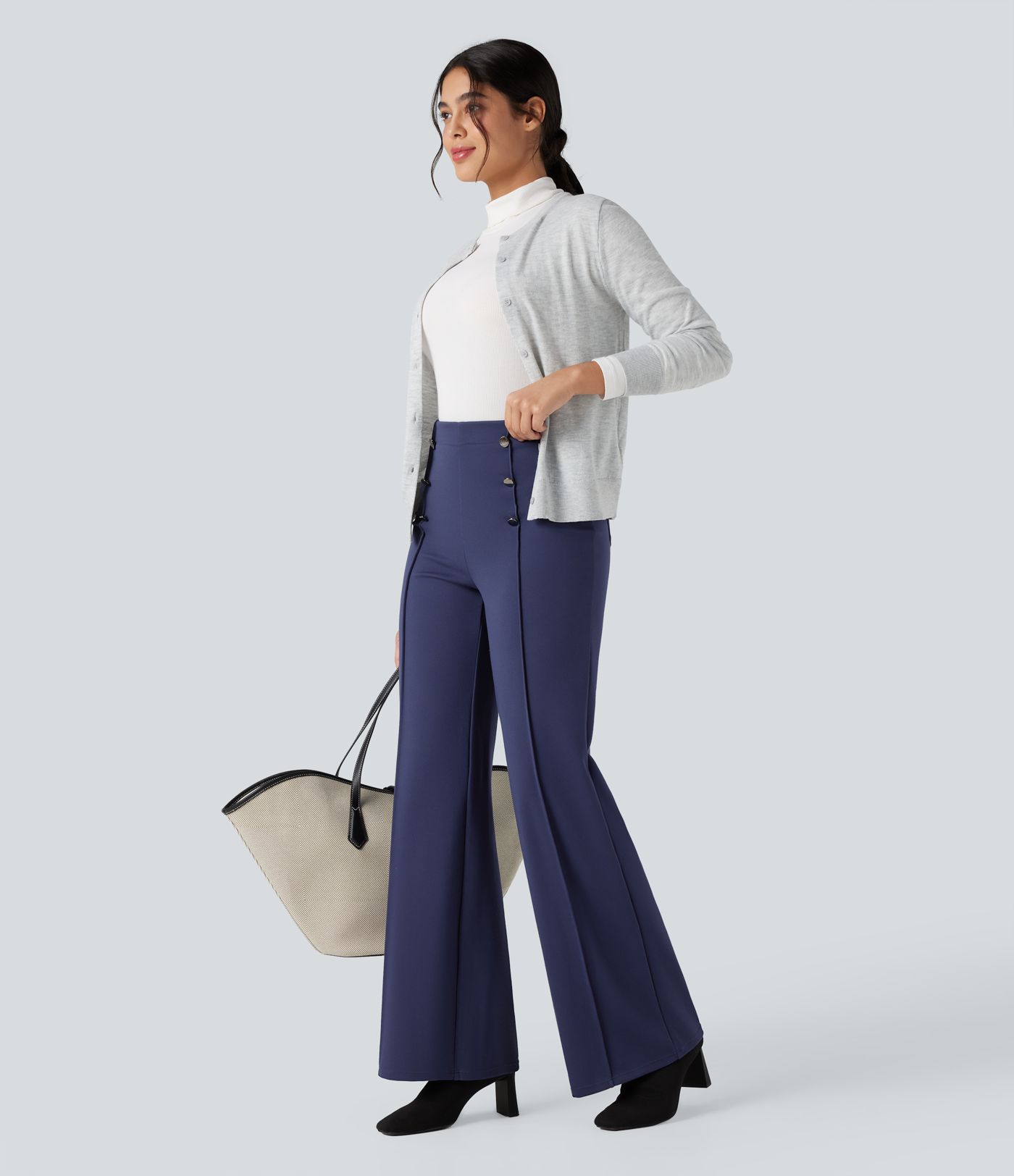 Halara Flex™ hochgeschnittene, bauchformende Arbeitshose mit weitem Bein