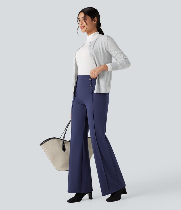 Halara Flex™ hochgeschnittene, bauchformende Arbeitshose mit weitem Bein