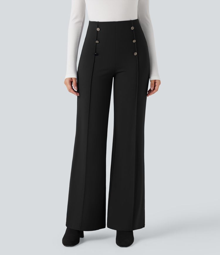 Halara Flex™ Pantalon de travail taille haute à jambe large, effet ventre plat