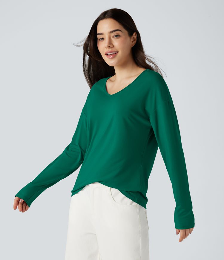 V-neck Long Sleeve Casual Top