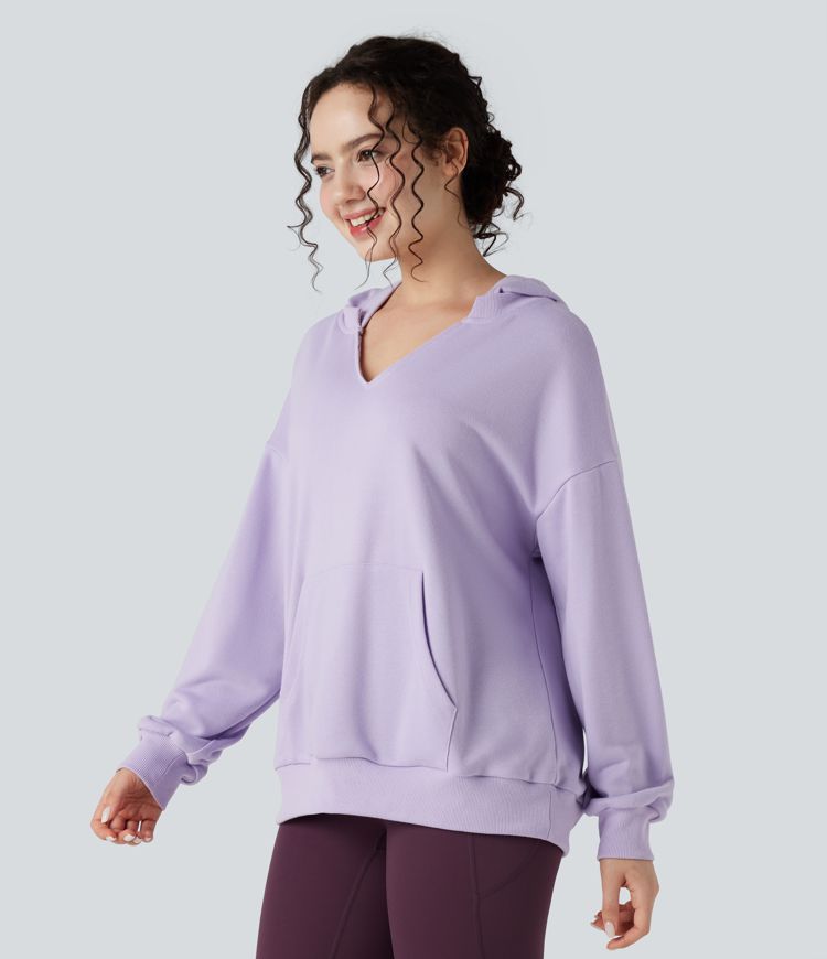 Hooded Long Sleeve Oversized Casual Sweatshirt with Pocket