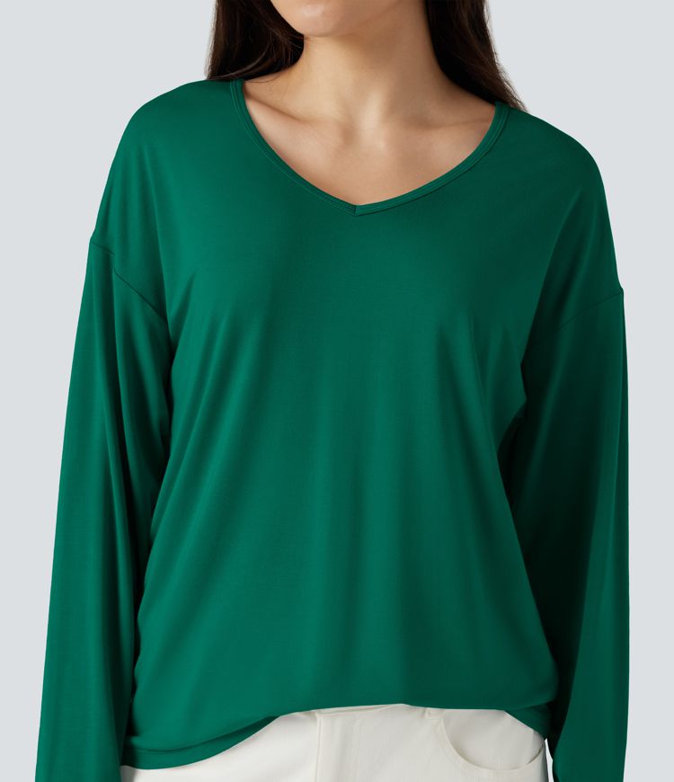 V-neck Long Sleeve Casual Top