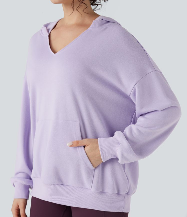 Hooded Long Sleeve Oversized Casual Sweatshirt with Pocket