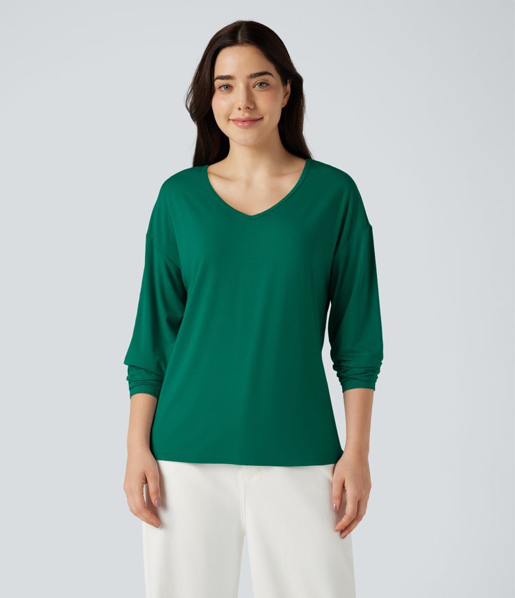 V-neck Long Sleeve Casual Top
