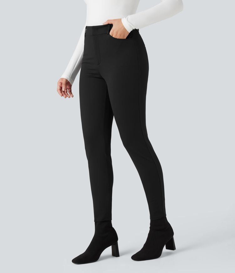 Pantalon tailleur Halara Flex™ skinny chevrons taille haute avec poches